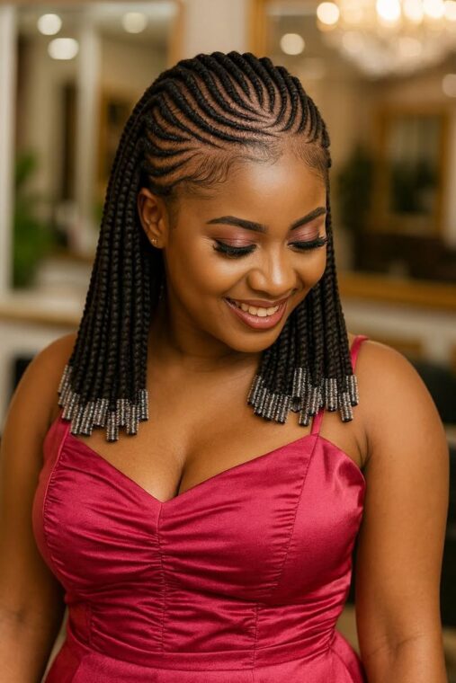 Beaded Cornrow Bob Braids