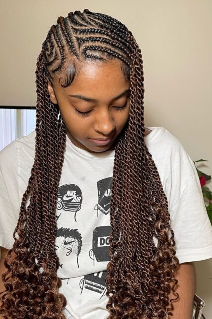 Side-Swept Twists with Defined Cornrow Design