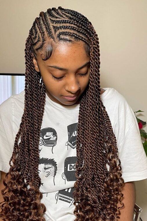 Side-Swept Twists with Defined Cornrow Design