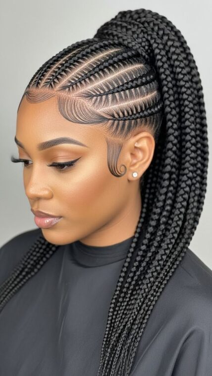 Sleek Feed-In Braided Ponytail